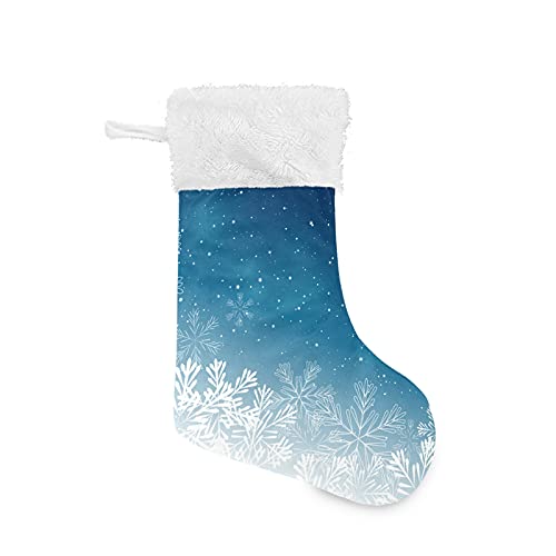 Xigua Blue Christmas Snowflake Christmas Stockings White Plush Cuff Stocking Gift Holders For Party Holiday Decorations Ornaments (17.7 Inch, 2 Pack) #TOP11