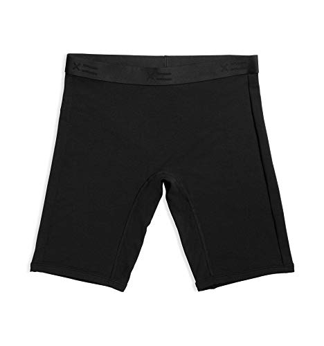 TomboyX Boxer Briefs Underwear for Women, 9” Inseam for Full Length Coverage, Modal Blend, Sustainable Soft Stretch Fabric, Gender Neutral Boy Shorts Panties, Size XL, Black