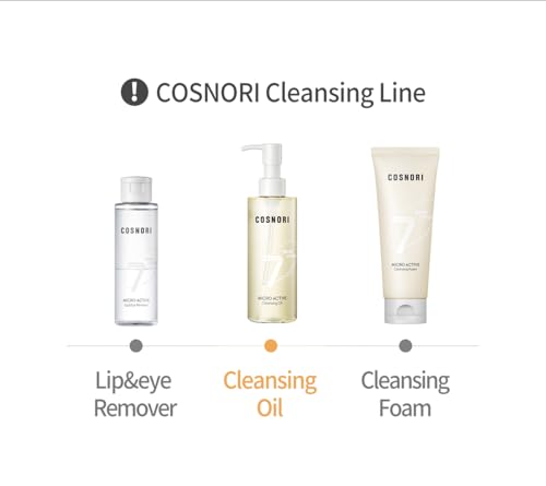 COSNORI Micro Active Cleansing Oil – Koreanisches veganes Gesichtsreinigungsöl, frisches und leichtes Finish – sanfter Make-up-Entferner für Gesicht, hypoallergen, fermentierte Ölkomplexe, 6,7 fl.oz.