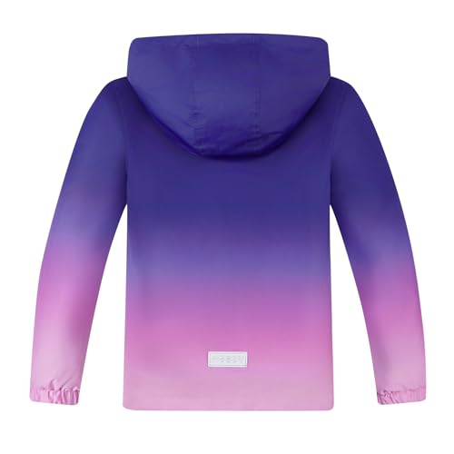 Image of MGEOY Girls Rain Jacket Lightweight Waterproof Hooded Cotton Lined Raincoat Windbreaker for Kids Size 4-12 Years