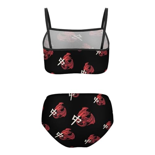 Dragon Tile Mahjong Girls Swimsuits Two Piece Bikini Sets Beach Sport Swimwear Bathing Suit2