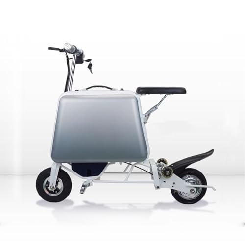 OmePS Electric Skateboard Suitcases, Portable Black Riding Suitcase, Ride On Suitcase Scooter, Folding Electric Luggage Suitcase With Foldable Footrest And Seat, Load-Bearing 120kg silver