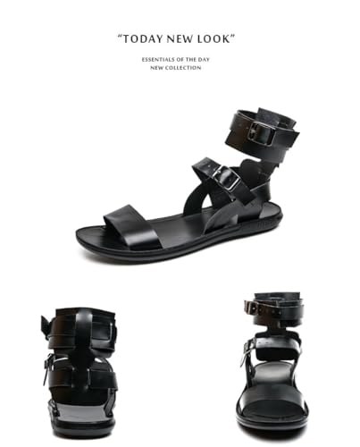 Gladiator Roman Jesus Sandals Men High Top Tennis & Racquet Sport Shoes Leather Ankle Strap Beach Slides No Slip Beach Flats Lightweight Breathable Casual Summer Comfort Walking Shoes Party Vacation2