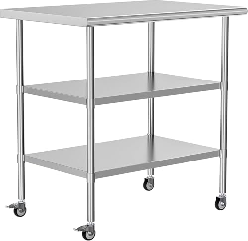 Stainless Steel Table with Wheels - 24