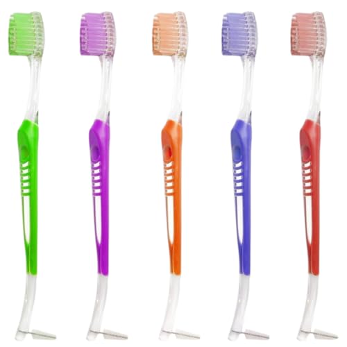 NHQZ Cepillo de dientes manual de 5 piezas, mango ergonómico, llega a las zonas más difíciles, limpieza eficaz