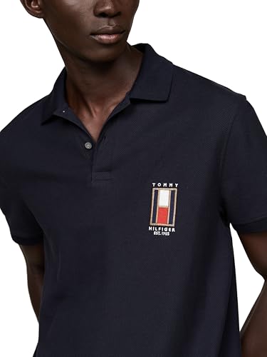 Tommy Hilfiger Men's Short Sleeve Casual Polo Shirts in Regular Fit with Stretch and Vertical Logo Designs2