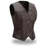First Mfg Co - Sweet Sienna - Women's Motorcycle Western Style Vest - Leather - Black - Medium