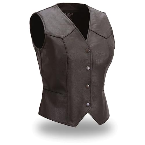 First Mfg Co - Sweet Sienna - Women's Motorcycle Western Style Vest - Leather - Black - Medium #TOP11