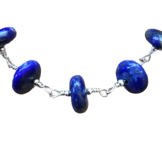 Bracelet lapis lazuli 8mm perles rondelles gemmes naturelles 7 pouces