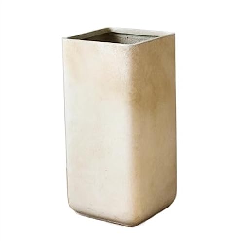 YHxFlux Maceteros Macetas Rectas Rectángulo Blanco Puro Grandes Modelos Altos De Cemento Sintético Macetas De Piso Fondo Simple con Orificios De Drenaje Macetas Macetas para Flores(Pequeño)