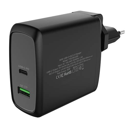 Chargeur mural 60W rapide USB Type-C Power Delivery et Quick Charge 3.0 - 2