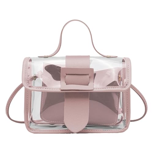 Bandolera transparente con correa, transparente, con asa, para hombre y mujer, Rosa., ver descripción
