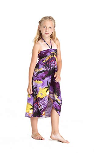 Girl Hawaiian Halter Dress in Purple Sunset3