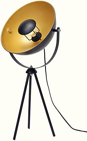 Floor Lamp -Osasy Retro Studio Floor Lamp,Vintage Floor Lamp in Black Gold, Ø 34 cm Lampshade and Max. 60W, 147cm Floor Lamp, Metal, for Living Room, Bedroom