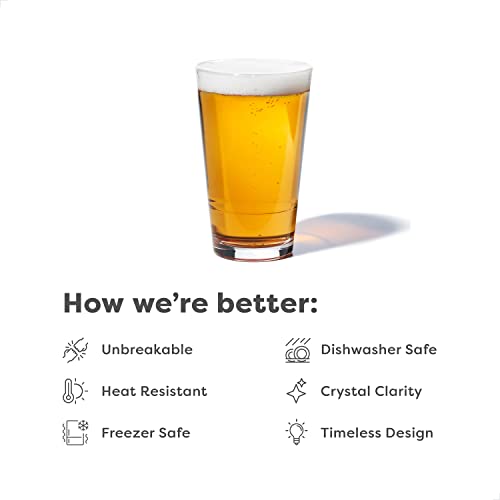 TOSSWARE RESERVE 16oz Pint SET OF 4, Premium Quality, Tritan Dishwasher Safe & Heat Resistant Unbreakable Plastic Beer Glasses, Clear - Image 3