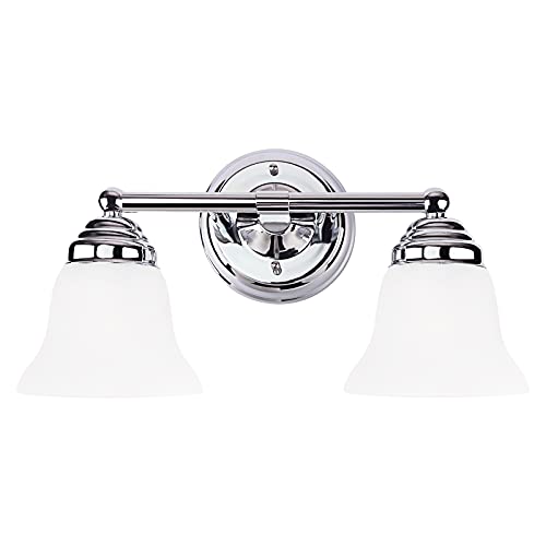 7Pandas Bathroom Vanity Light Fixtures, 2-Light Chrome Wall Sconce Lighting, Modern Wall Lights with Frosted Glass Shade, Porch Wall Lamp for Living Room, Bedroom, Restroom, Hallway