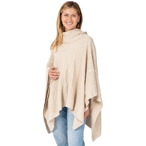 Le Moda Cozy Cowl Neck Cable Knit Sweater Poncho - One Size Fits All