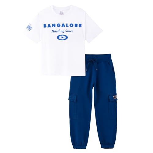Image of Nap Chief Kids Unisex Cotton Printed Oversized Fit Co ord Set for Boys & Girls, Tshirt & Joggers Set for Casual Wear
