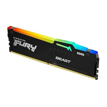 Kingston Memória de desktop Fury Beast RGB 16GB 6000MT/s DDR5 CL36 | AMD Expo | Plug N Play | Módulo único | KF560C36BBE2A-16