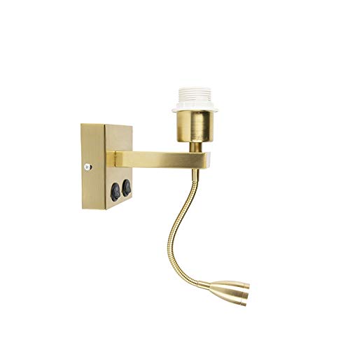Qazqa Aplique moderno dorado brazo flexible - BRESCIA COMBI Acero Cuadrada Incluye LED Max. 1 x 1 Watt