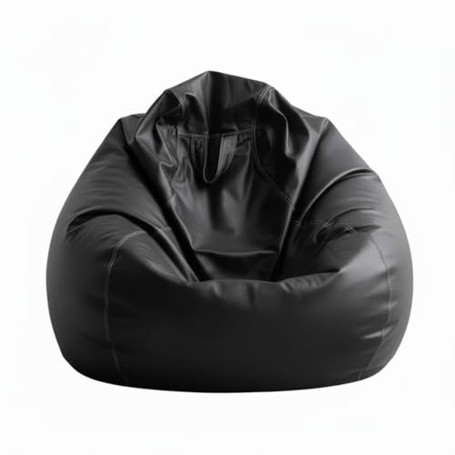 Image of 4XL Premium Faux Leather Bean Bag Cover Tear Drop Shape with Handle (Without Beans) Large Bean Bag Sofa Chair Cover for Adults & Kids Comfortable Seating for Living Room & Bedroom