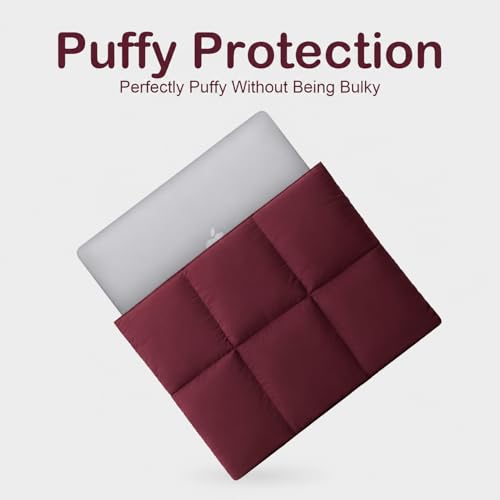 Image of ProElite Puffy Tablet Sleeve Case Upto 13.3 inch for Galaxy Tab S10 Fe+ /S9 FE+ /S7+ /S8 Plus /S9 Plus /S7 FE 12.4 inch, iPad Pro 12.9 inch, MacBook Air /Pro Retina, Microsoft Surface Pro 4 /5 /6 /7 /8 /9, Wine Red