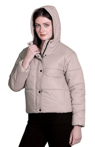 Image of SANE ORIGINALS Hooded Jacket for Women for Winters, Stylish Semi Crop Warm Coat for Women Winter Wear with Cap