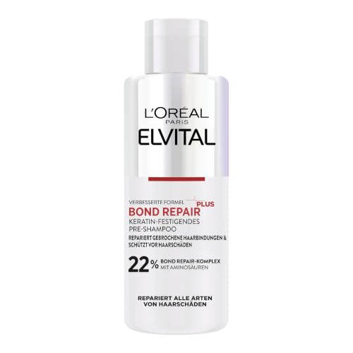 LOréal Paris Elvital Bond Repair Plus Pre-Shampoo pflegende Aufbaukur zur Haarreparatur gegen Haarschäden für weniger Haarbruch und mehr Glanz mit Bond-Repair-Komplex und Aminosäuren 200ml