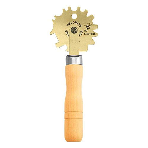 Grill Scraper - Stainless Steel Swivel Head Steel 5 in 1 Grill Cleaner Provides Easy Cleaning of Wooden Handle Designs Safer and Convenient, Great Grill Accessories Gifts by YMJ