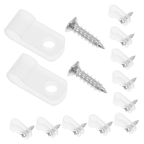 VILLCASE 100piezas Clips De Montaje Para Luces De Cuerda De Abrazaderas Para Cables Blancas Cable De Montaje Expuesto Abrazaderas Para Luces De Cadena De Interior Con Tornillos De Acero