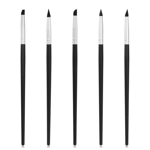 5 Pcs Silicone Clay Tools Silicone Paint Brush Professional Silicones Rubber Tip Paints Pens Brushes Color Shapers Brushes 20cm for Sculpting Pottery Handicraft Nail Art Artwork