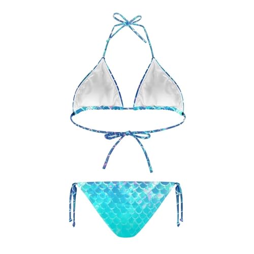 Bikini Set for Women Two Piece Swimsuit Adjustable Spaghetti Straps Swimwear Color Block Halter Bathing Suit2