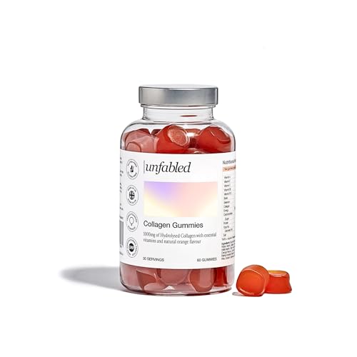 Unfabled Collagen Gummies for Women 60 Gummies 1000mg Hydrolysed Bovine Collagen with Biotin Selenium & Vitamins A B6 B12 C & E Biotin Supports Normal Hair & Skin