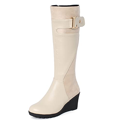 SJJH Women Knee High Wedge Boots
