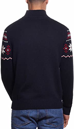 Weatherproof Vintage Mens Holiday Heavyweight Quarter Zip Pullover Sweater (Medium, Black)2