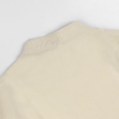 Leinenhemd Herren Langarm Freizeithemd Stehkragen Shirt Piratenkostüm Wikinger Kostüm Retro Frontschnürung Tops