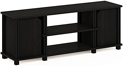 Furinno Stand, TV Unit, Entertainment Center with Shelves and Storage, Engineered Wood, Espresso/Black, 111.3(W) x 40.6(H) x 29.7(D) cm