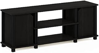 Furinno Stand, TV Unit, Entertainment Center with Shelves and Storage, Engineered Wood, Espresso/Black, 111.3(W) x 40.6(H) x 29.7(D) cm
