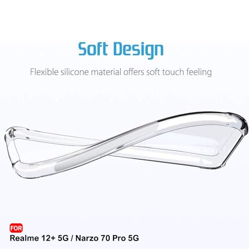 Image of TheGiftKart Crystal Clear Back Cover Case for Realme 12 Plus 5G / Realme P1 5G / Narzo 70 /70 Pro 5G | Shockproof Soft TPU Case | Cushioned Edges for Ultimate Protection Cover Case (TPU, Transparent)