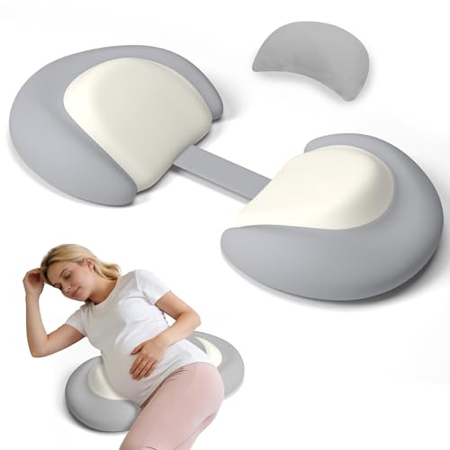 Pregnancy Pillows for Sleeping Memory Foam Maternity Pillow for Pregnant Women Adjustable Breathable Travel Pregnancy Wedge Pillow with Cooling Removable Washable Cover Support for Belly Back(Grey)