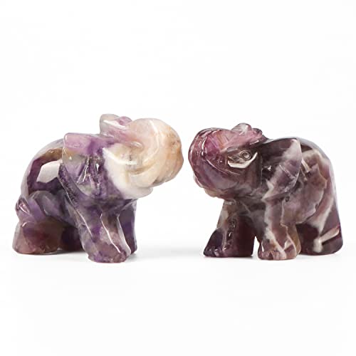 Artistone Figura de elefante de cristal tallada a mano de 4,6 cm (2 unidades) (amatista) Cover