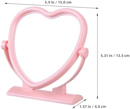 Amosfun Heart Shaped Double Sided Makeup Mirror with Stand Portable Tabletop Vanity Mirror for Desk Countertop Cosmetic for Bedroom 5.90 X 5.31 X 1.57 in image 4