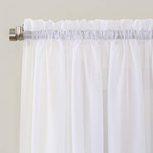 No. 918 Erica Crushed Sheer Voile Rod Pocket Curtain Panel, 51" X 84", White #TOP1