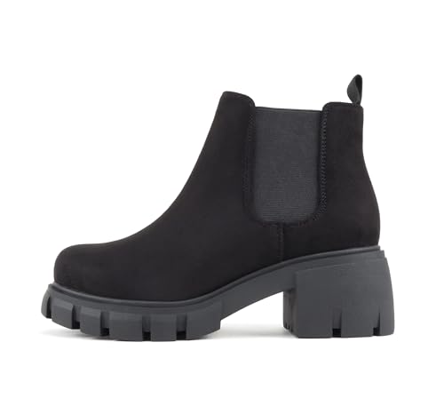 Image of Soda PIONEER ~ Women Lug Sole Mid Heel Chelsea Fashion Ankle Bootie w /Double Elastic Gore
