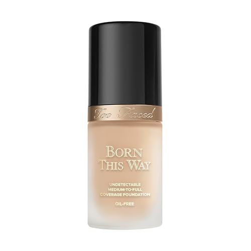Too Faced Born This Way Natural Finish Longwear Liquid Foundation | Medium-To-Full Coverage | Hydrating + Oil Free, 1 Fl Oz, Porcelain