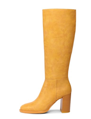Women's Knee High Boots Square Toe Chunky Block Heel Womens Boots Fashion Side Zipper Comfort Tall Boots for Women2