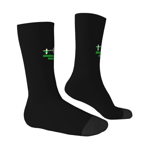 Childhood Depression Awareness Green Ribbon Moisture Wicking Crew Socks Athletic Half Calf Socks Unisex Novelty Design Comfortable Breathable43