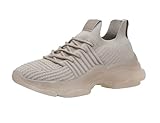 CUSHIONAIRE Women's Apolo Knit Sneaker +Memory Foam, Wide Widths Available, Taupe 8.5 W