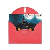 Juego de tarjetas de felicitación de 15,2 x 10,16 cm con estampado de castillo y bruja con sobre, invitaciones de boda/cumpleaños