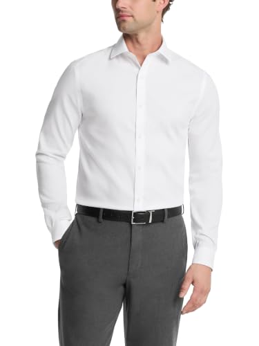 Tommy Hilfiger Mens Dress Shirt Slim Fit Non Iron Solid White 15.5 Neck 32-33 Sleeve